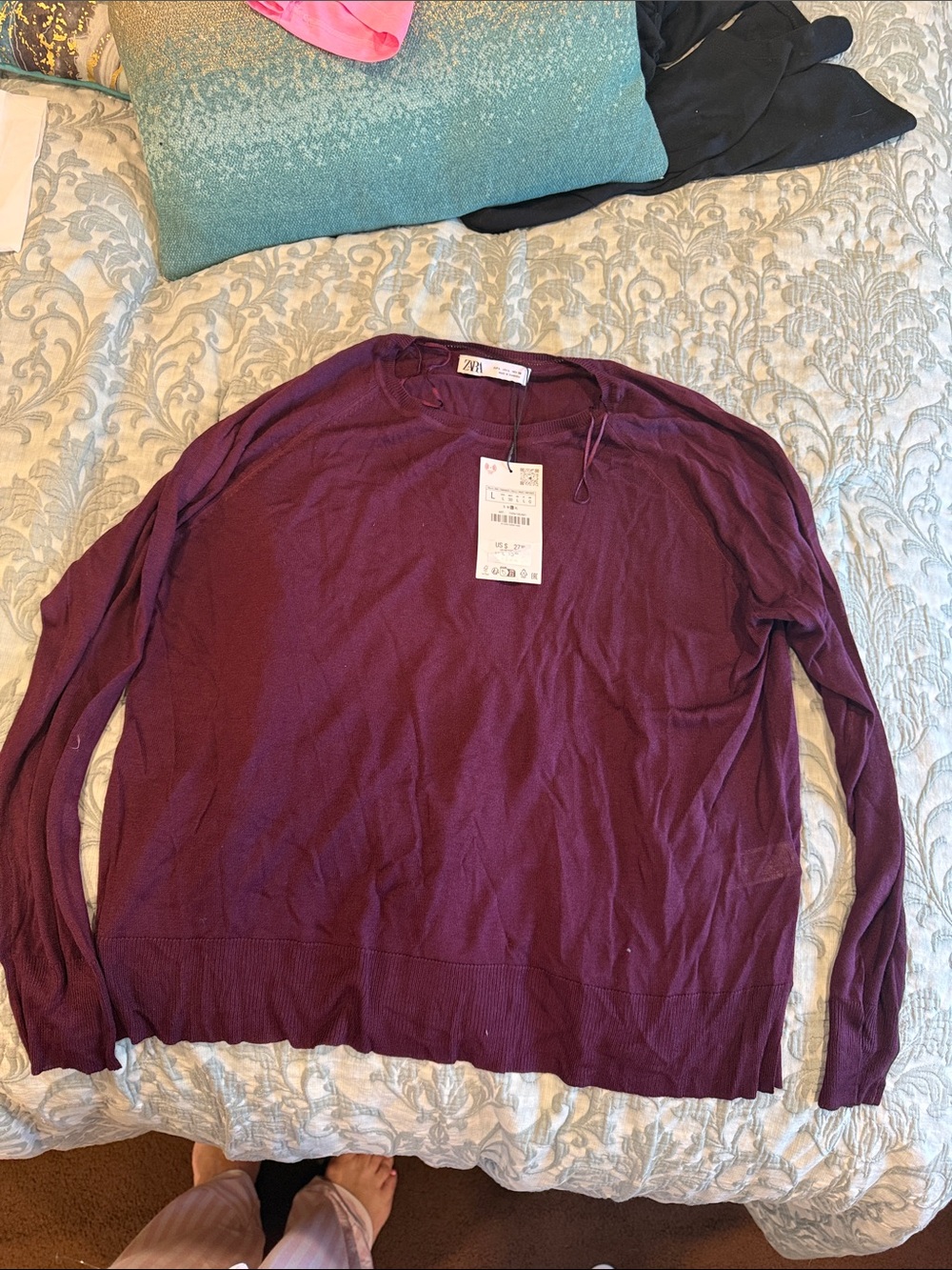Zara Crewneck Sweater in Plum